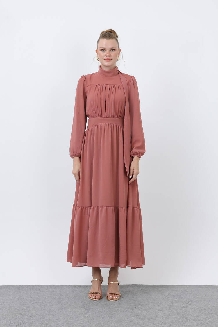 Women's Drape Detailed High Neck Dress
