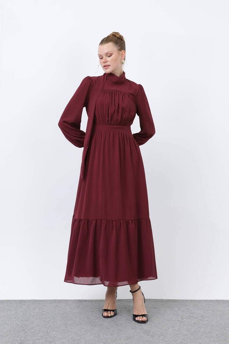 Women's Drape Detailed High Neck Dress - Brand: Puane - Women's Clothing Wholesale - Globality Store