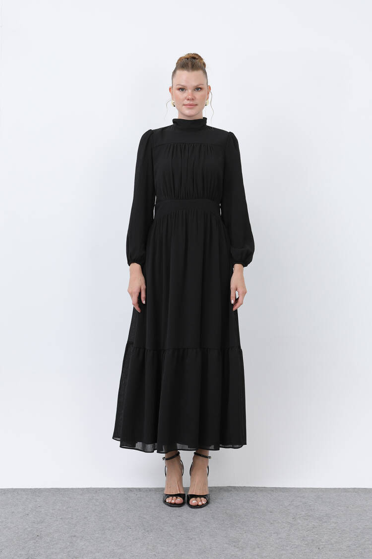 Women's Drape Detailed High Neck Dress