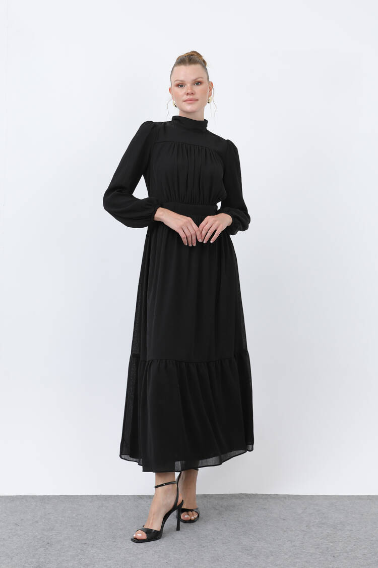 Women's Drape Detailed High Neck Dress - Brand: Puane - Women's Clothing Wholesale - Globality Store