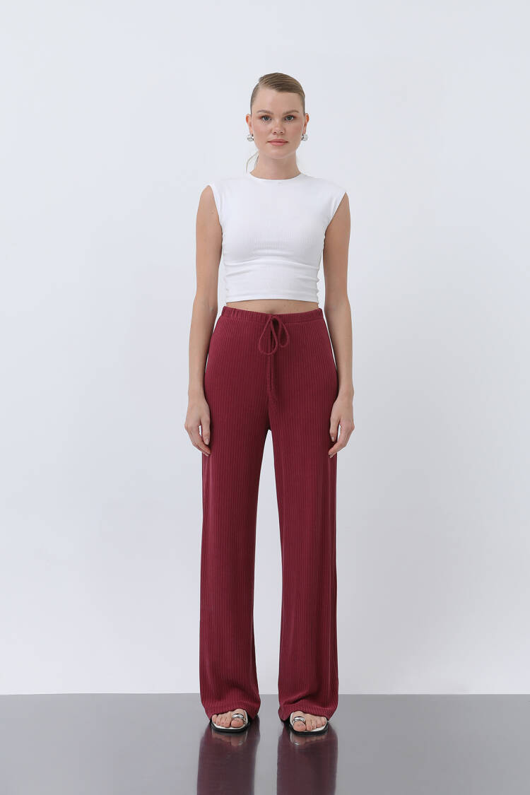 Women's Ribbed Waist Tie Pants