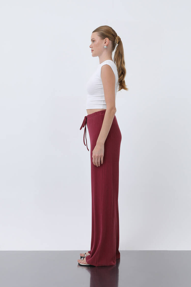 Women's Ribbed Waist Tie Pants