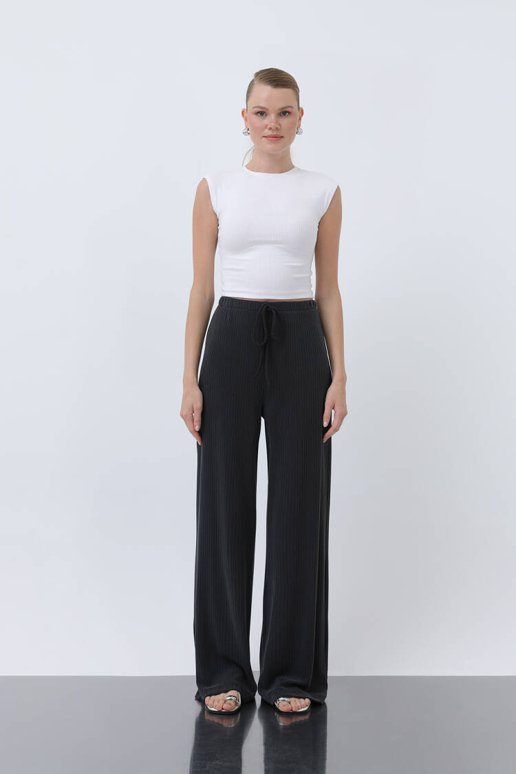 Women's Ribbed Waist Tie Pants