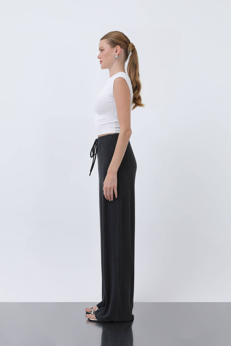 Women's Ribbed Waist Tie Pants