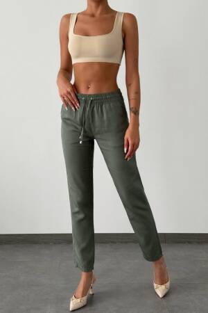 Women's Elastic Waist Slim Leg Khaki Jogger Pants - Brand: LACARINO - Women's Clothing Wholesale - Globality Store