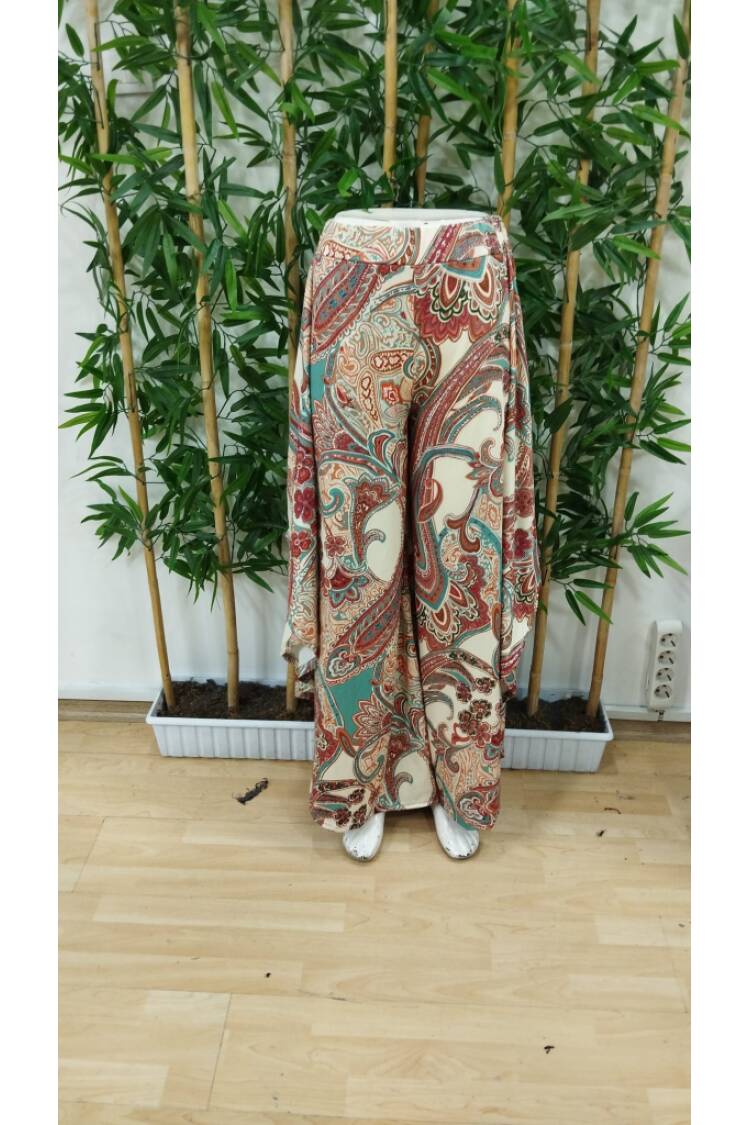 Women's High Waist Elastic Pattern Wide Leg Jumpsuit Pants - Mix Color