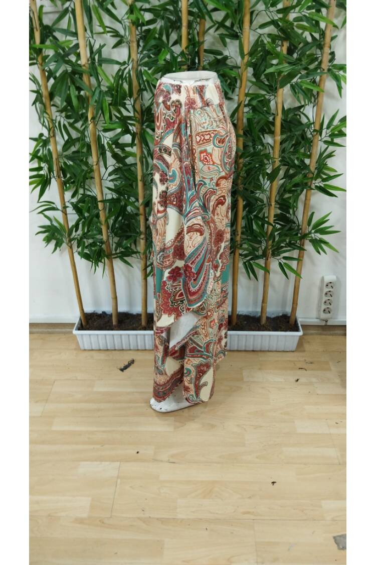Women's High Waist Elastic Pattern Wide Leg Jumpsuit Pants - Mix Color