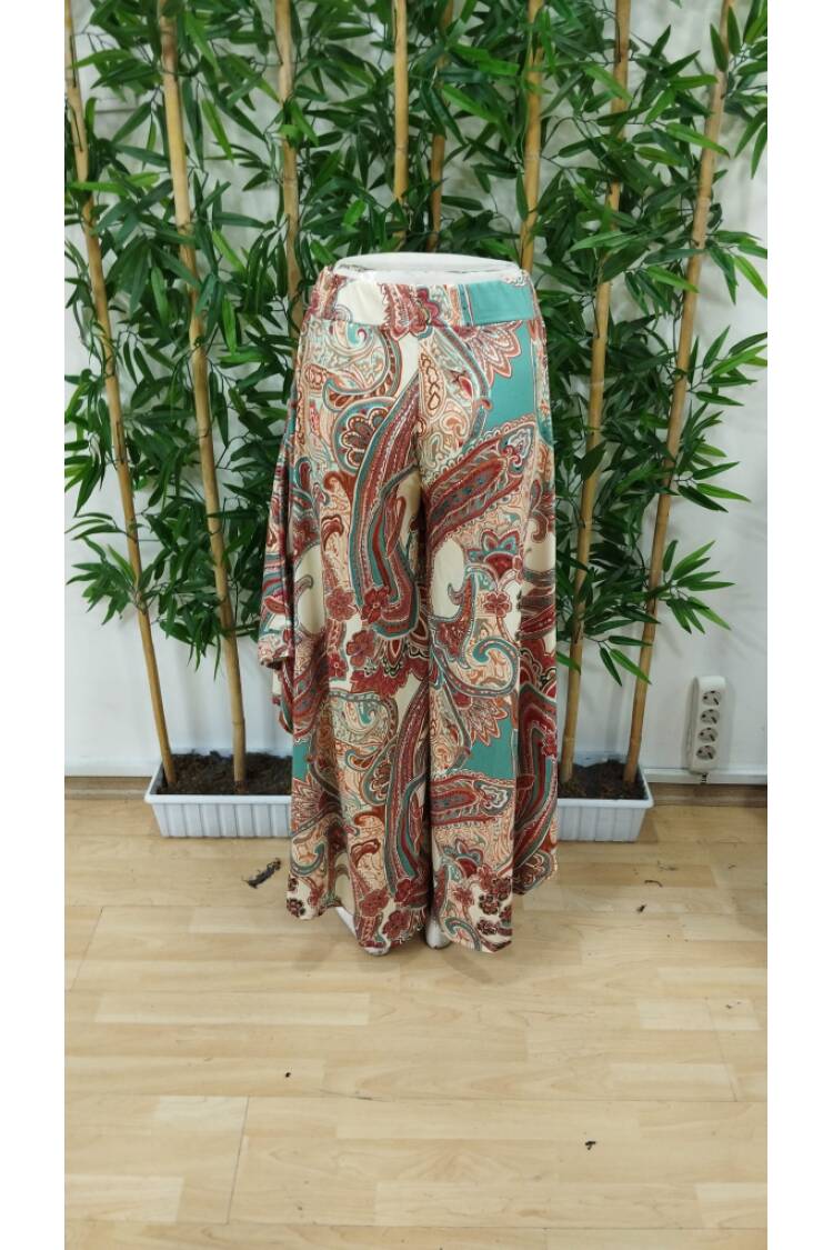 Women's High Waist Elastic Pattern Wide Leg Jumpsuit Pants - Mix Color