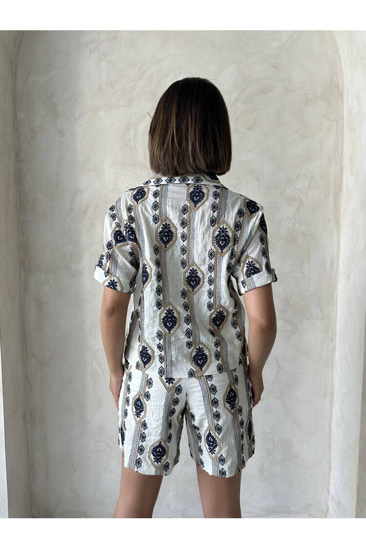 Embroidered Shorts - Stone