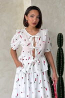 Front Tie Embroidered Voile Blouse - Topshow - Globality Store - Women Clothes Wholesale Turkey