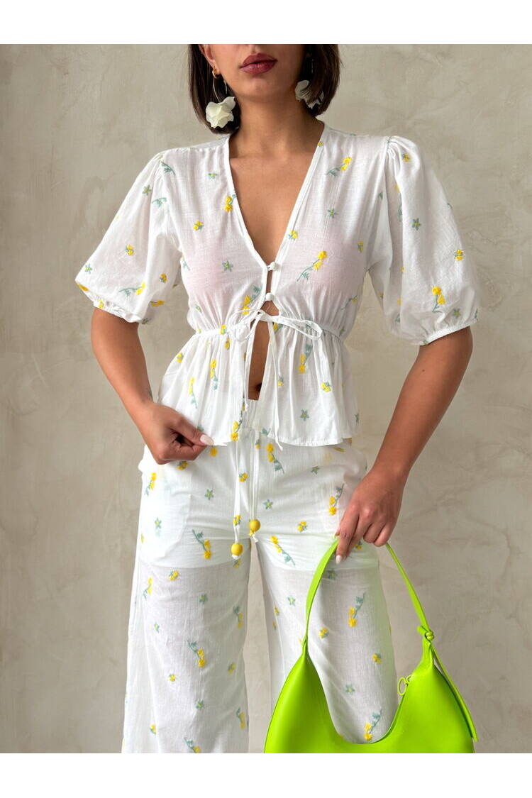 Embroidered Voile Blouse