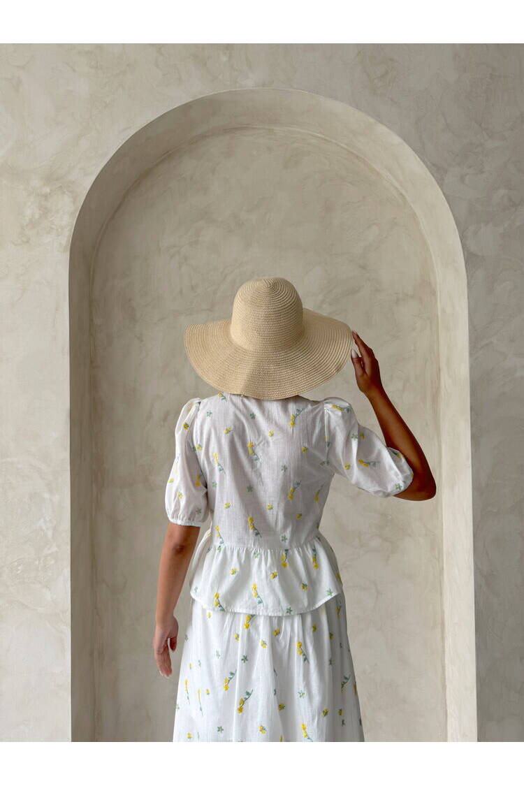 Front Tie Embroidered Voile Blouse