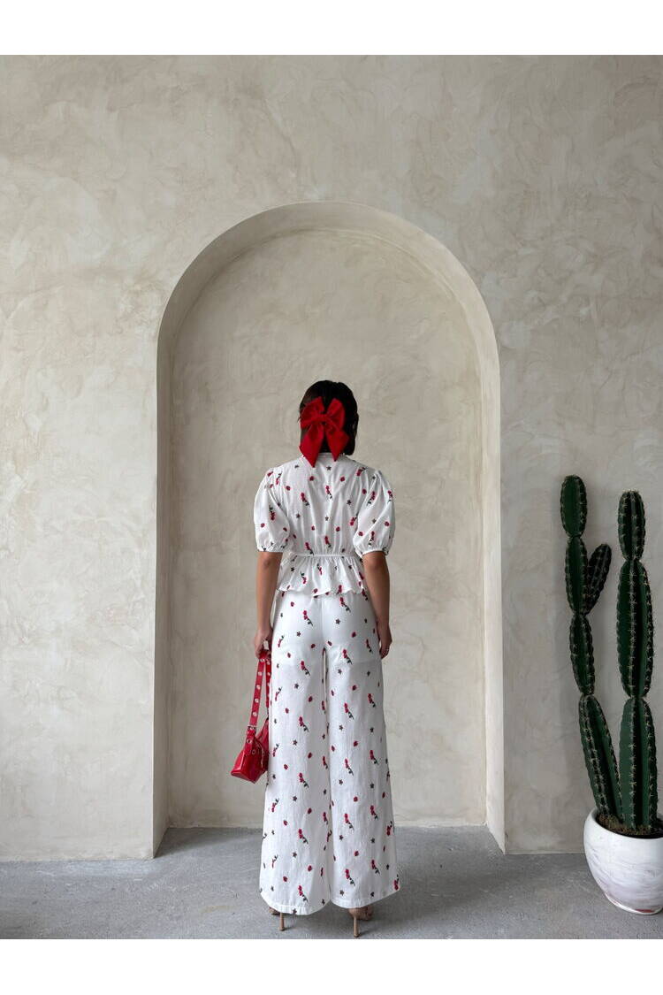 Embroidered Voile Pants