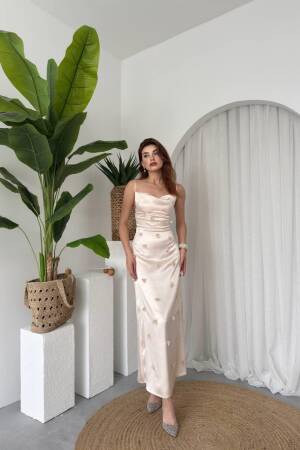 Dora Floral Detailed Dress - Etika - Globality Store - Women Clothes Wholesale Turkey
