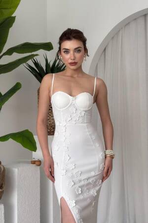 Roller Rose Detailed Dress - Etika - Globality Store - Women Clothes Wholesale Turkey