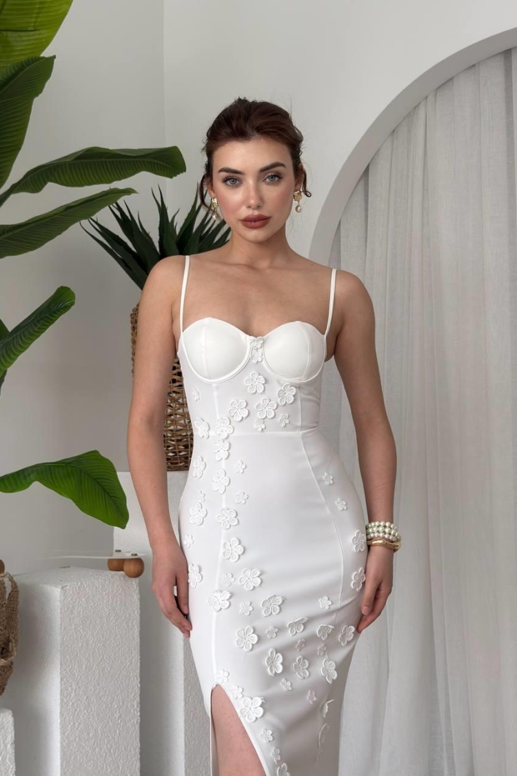 Roller Rose Detailed Dress - Etika - Globality Store - Women Clothes Wholesale Turkey