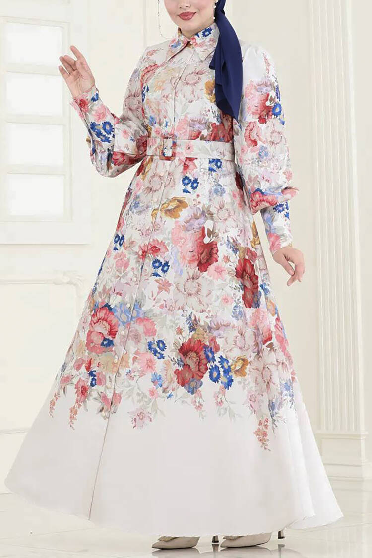 Button And Belt Detailed Burkini Dress
