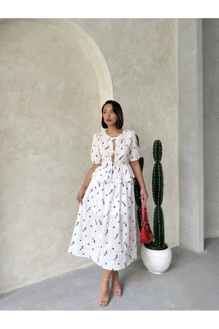 Embroidered Voile Skirt -|