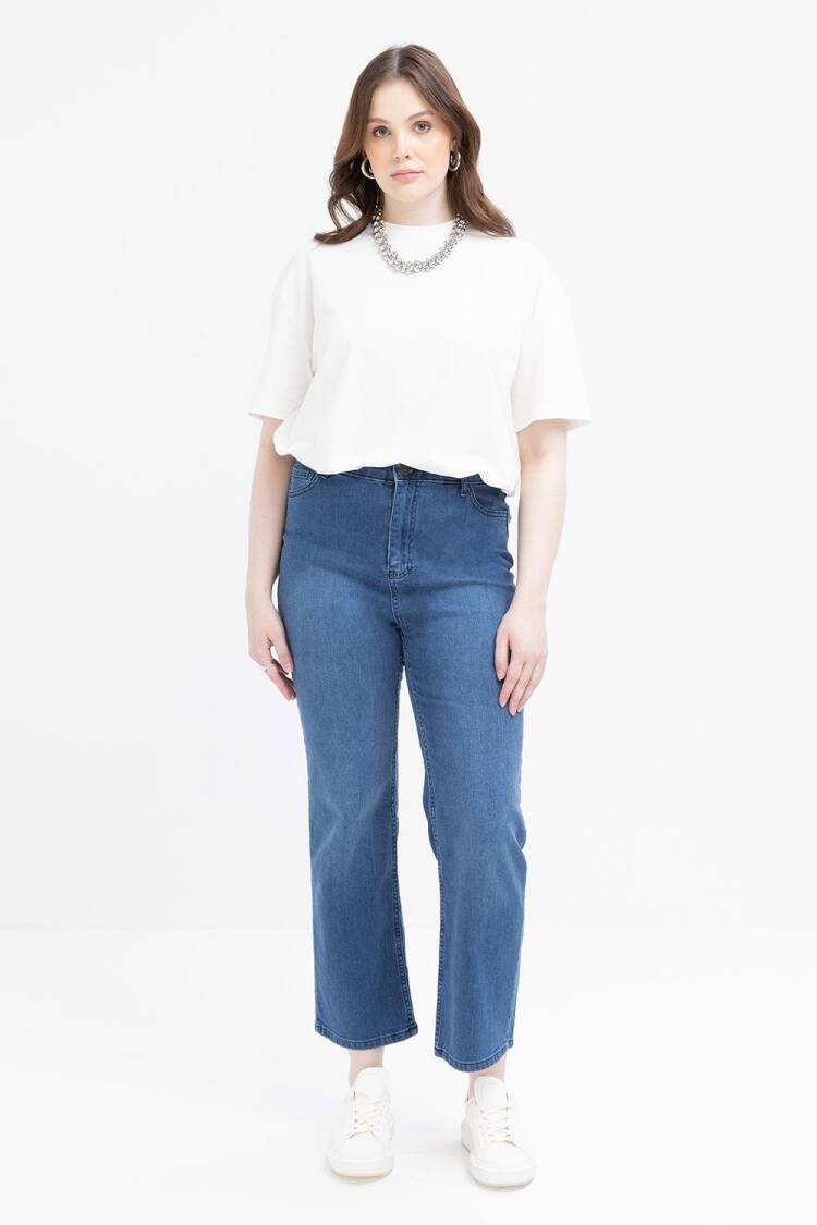 Plus Size Lycra Pipe Leg Denim Pants