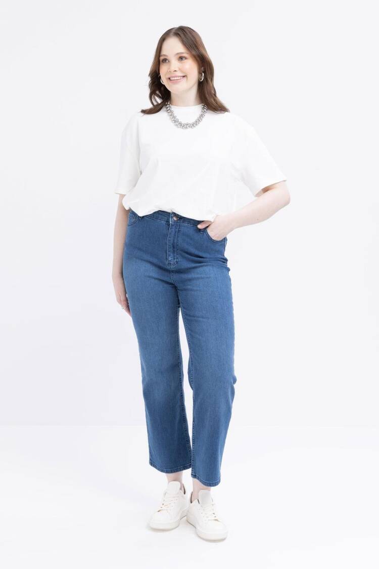 Plus Size Lycra Pipe Leg Denim Pants - Allday - Globality Store - Women Clothes Wholesale Turkey