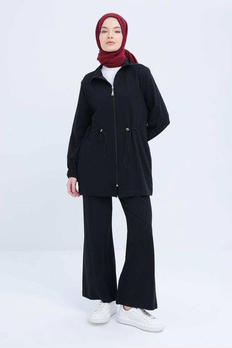 Waist Ruffle Zipper Lycra Tracksuit