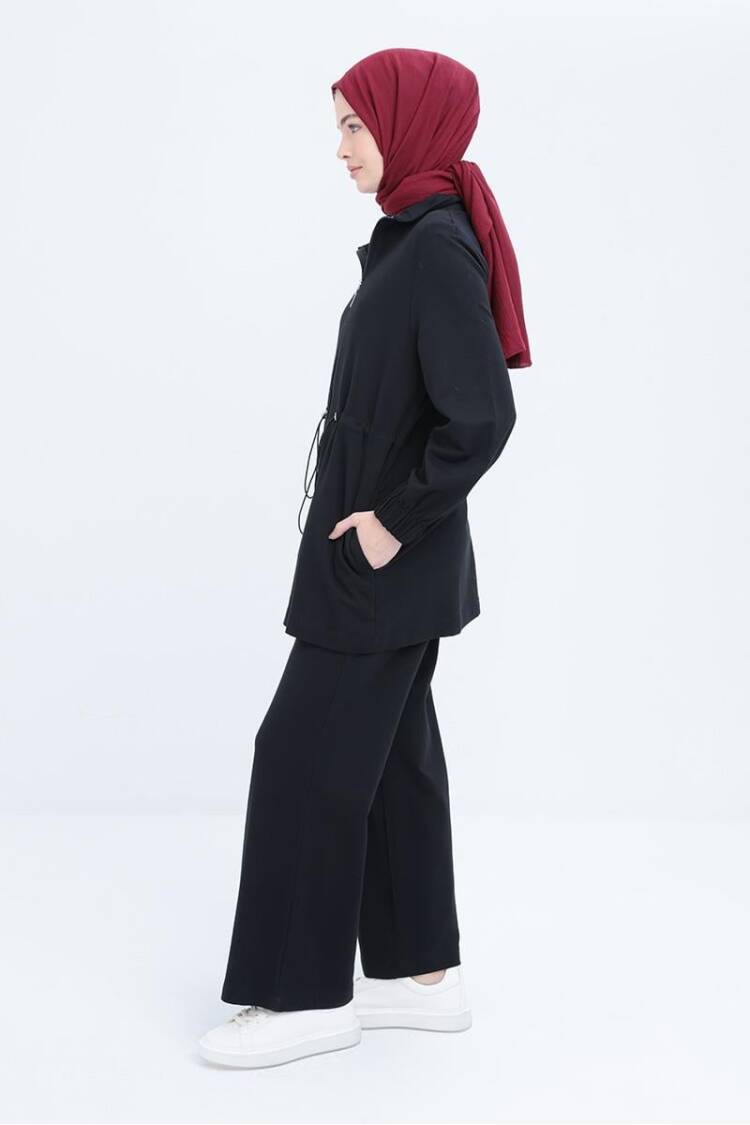 Waist Ruffle Zipper Lycra Tracksuit