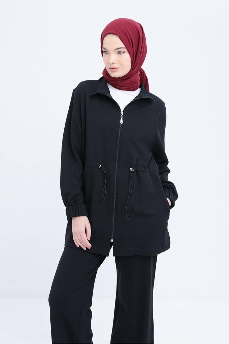 Waist Ruffle Zipper Lycra Tracksuit - Allday - Globality Store - Women Clothes Wholesale Turkey