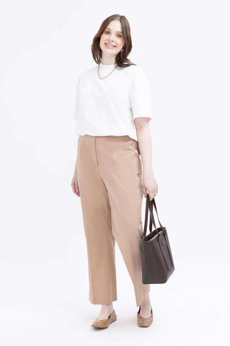 Plus Size Lycra Pants With Elastic Waist - Allday - Globality Store - Women Clothes Wholesale Turkey