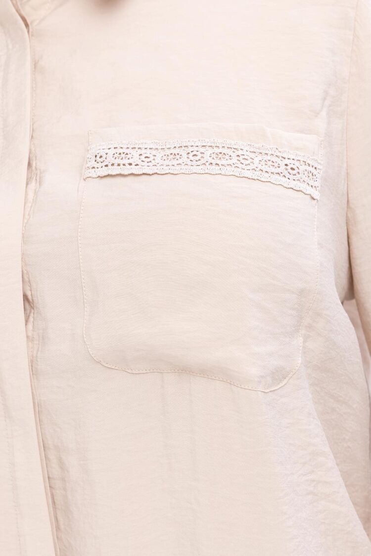 Stripe Lace Detailed Plus Size Modal Shirts