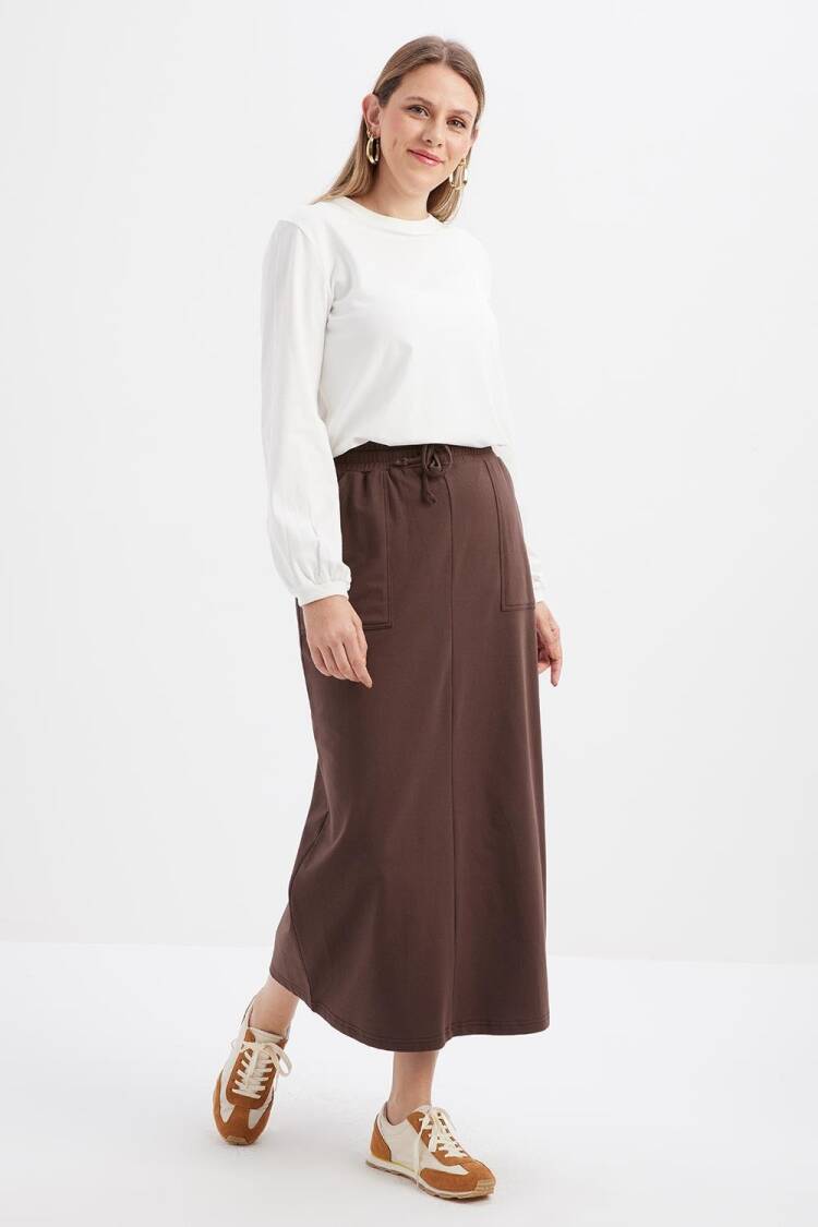 Cotton Two-Pocket Lycra Skirt - Allday - Globality Store - Women Clothes Wholesale Turkey