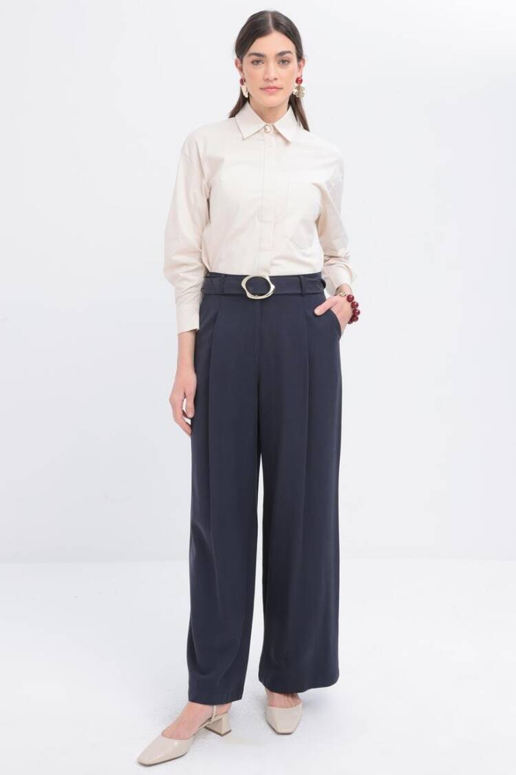 Belted Palazzo Pants - Allday - Globality Store - Women Clothes Wholesale Turkey