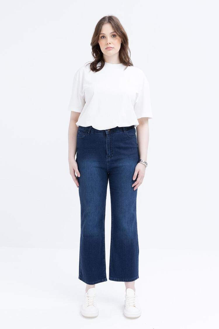 Plus Size Lycra Pipe Leg Denim Pants