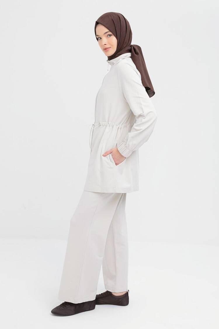 Waist Ruffle Zipper Lycra Tracksuit