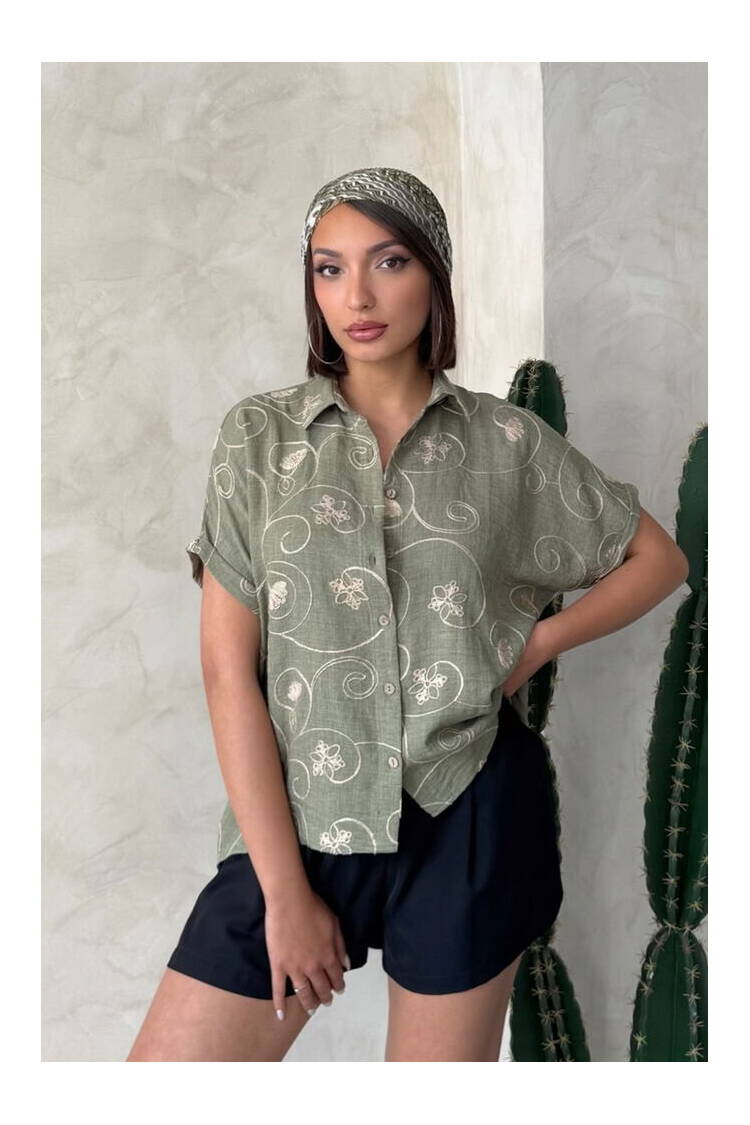 D 2789 Embroidered Shirt - LightPattern2 - Brand: Topshow - Women's Clothing Wholesale - Globality Store