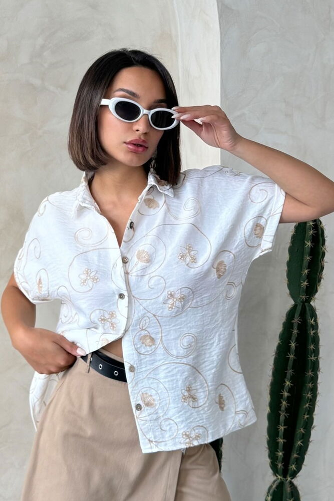 D 2789 Embroidered Shirt -Pattern2 - Topshow - Globality Store - Women Clothes Wholesale Turkey