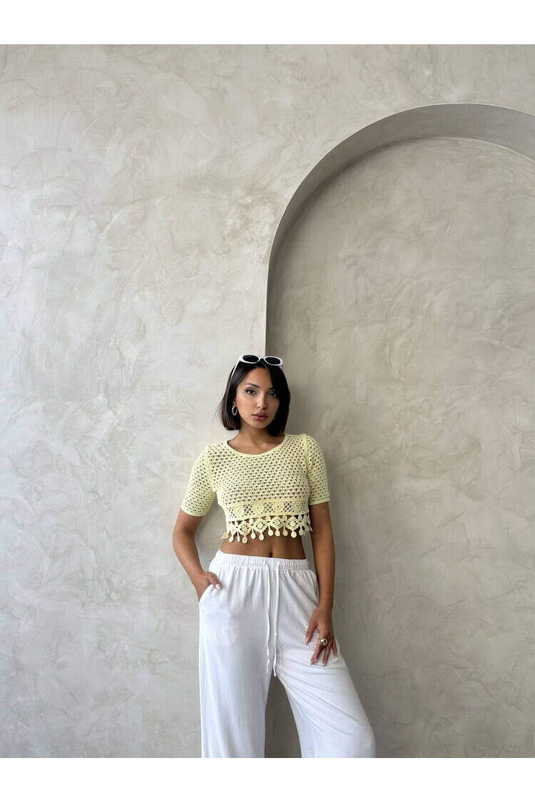Raw Blouse With Tassel