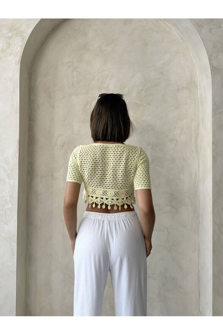Raw Blouse With Tassel