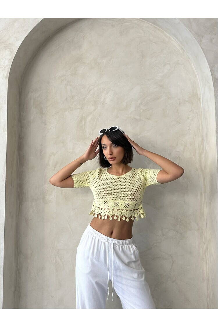 Raw Blouse With Tassel