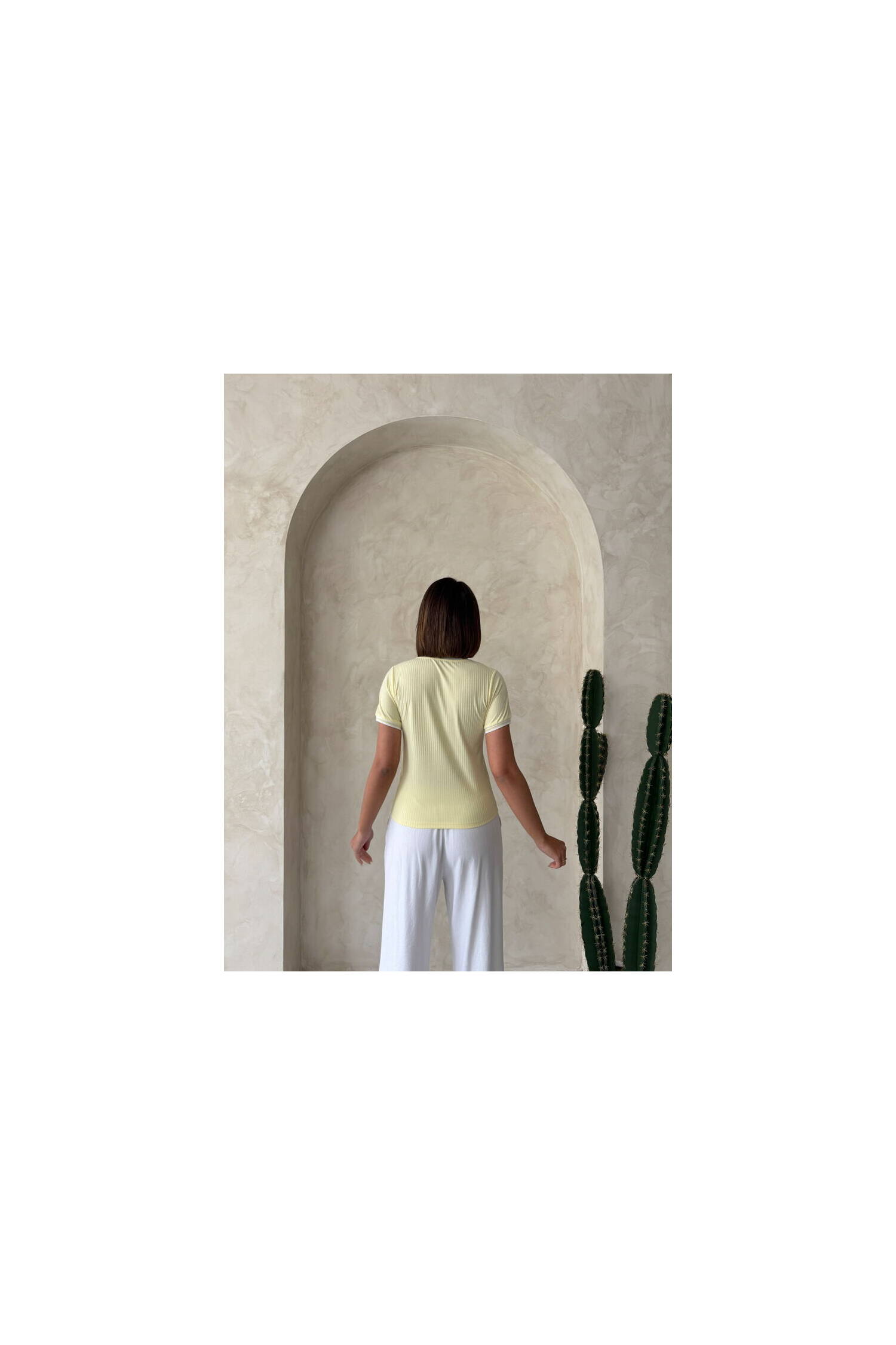 D2211 Crew Neck Tshırt - Yellow - Brand: Topshow - Women's Clothing Wholesale - Globality Store