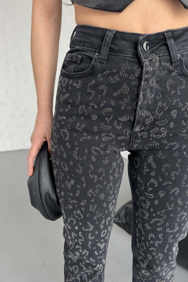 Leopard Stone Mom Fit Jeans