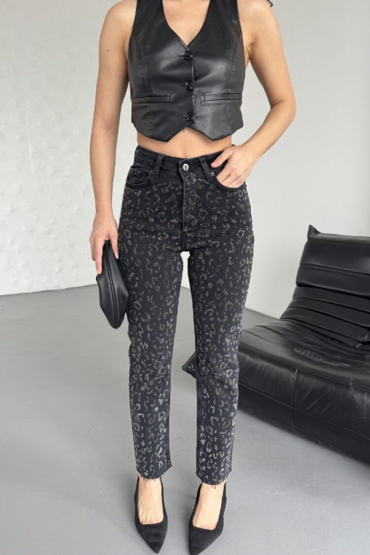 Leopard Stone Mom Fit Jeans - XLove - Globality Store - Women Clothes Wholesale Turkey