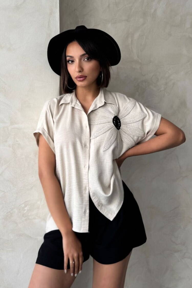 Floral Detailed Shirt - Brand: Topshow - Women's Clothing Wholesale - Globality Store