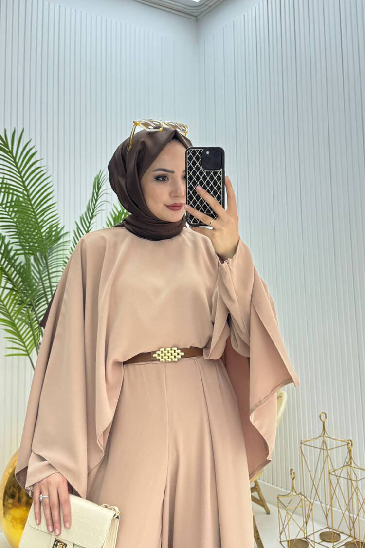 Caped Belt Detailed Burkini Jumpsuit