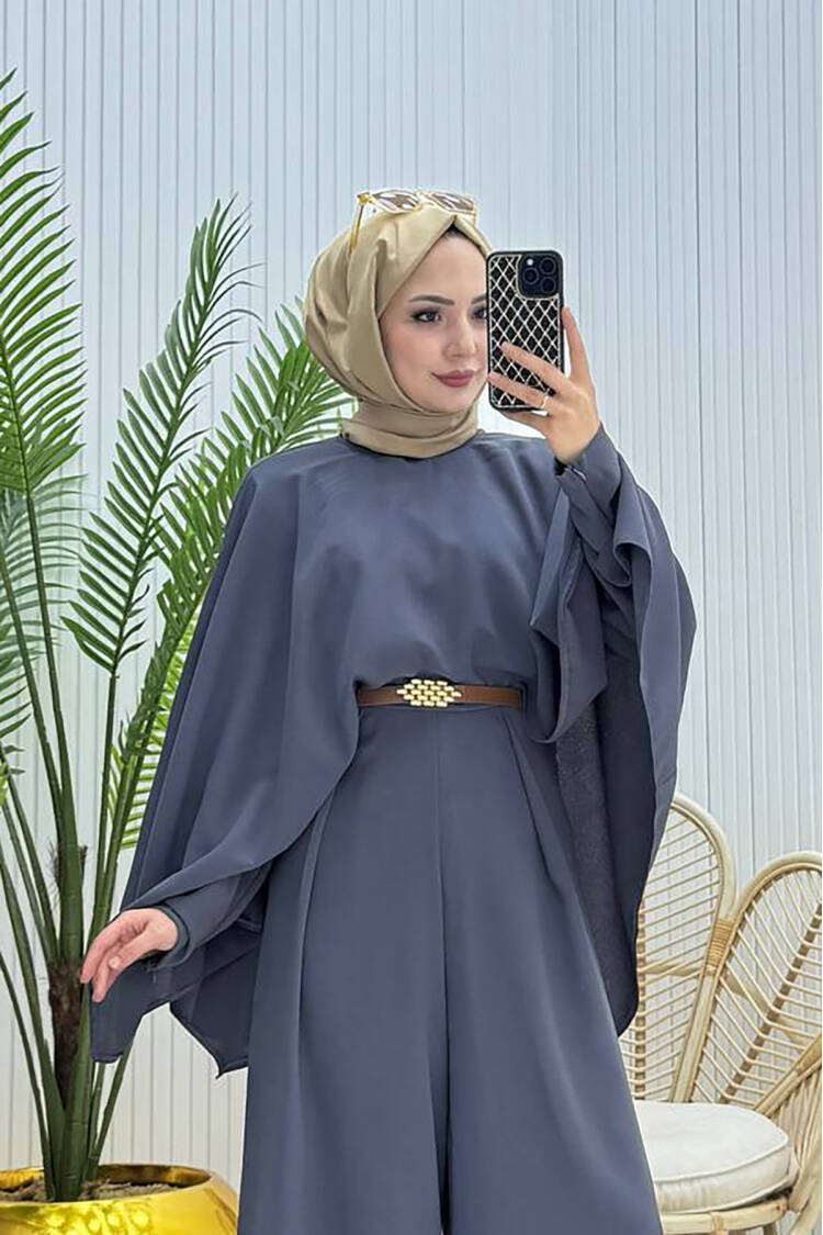 Caped Belt Detailed Burkini Jumpsuit