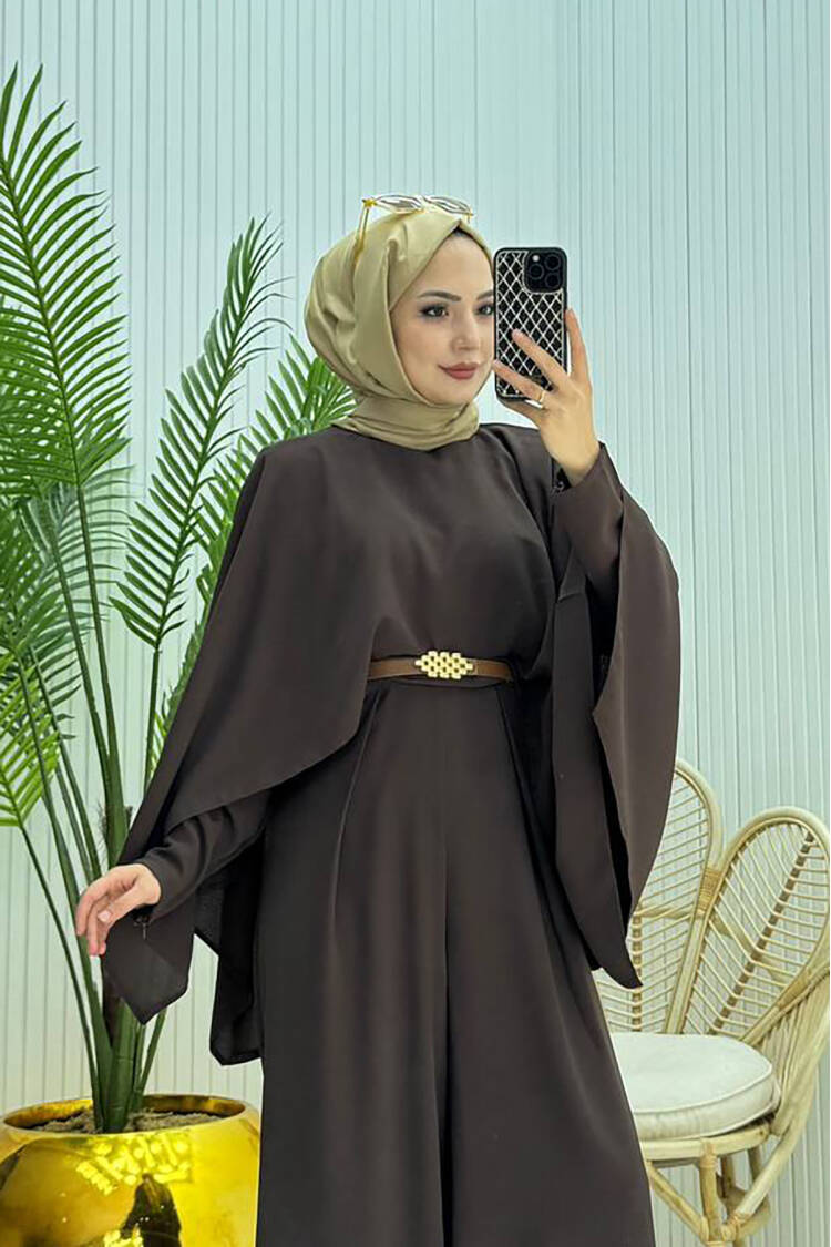 Caped Belt Detailed Burkini Jumpsuit