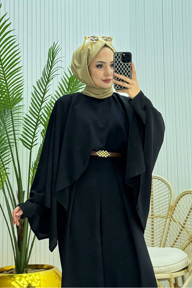 Caped Belt Detailed Burkini Jumpsuit