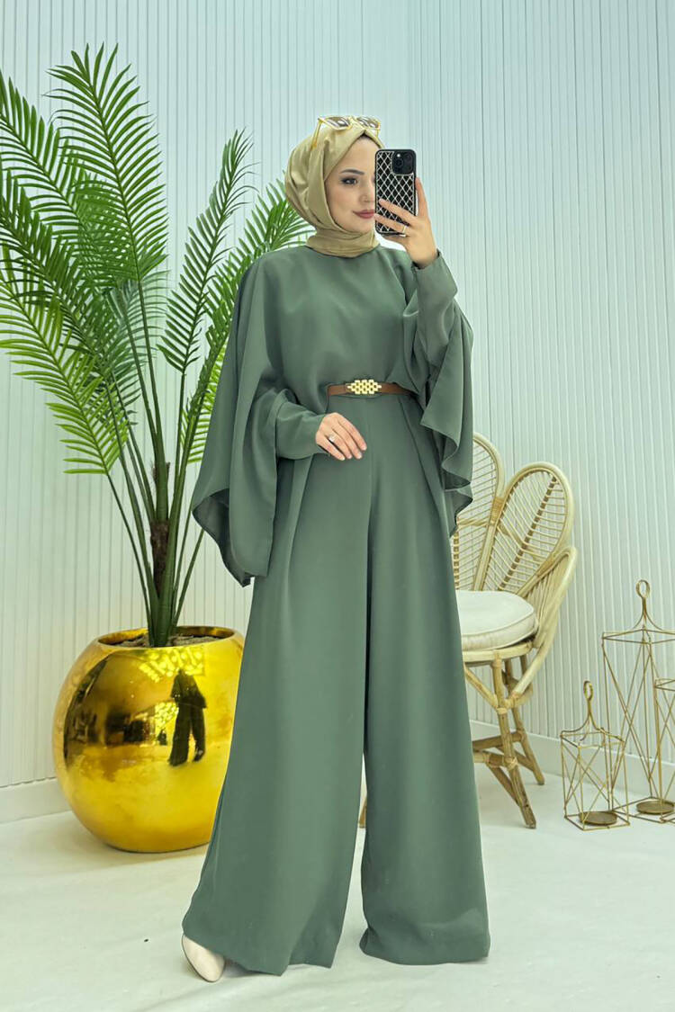 Caped Belt Detailed Burkini Jumpsuit - Mode Roy - Globality Store - Women Clothes Wholesale Turkey