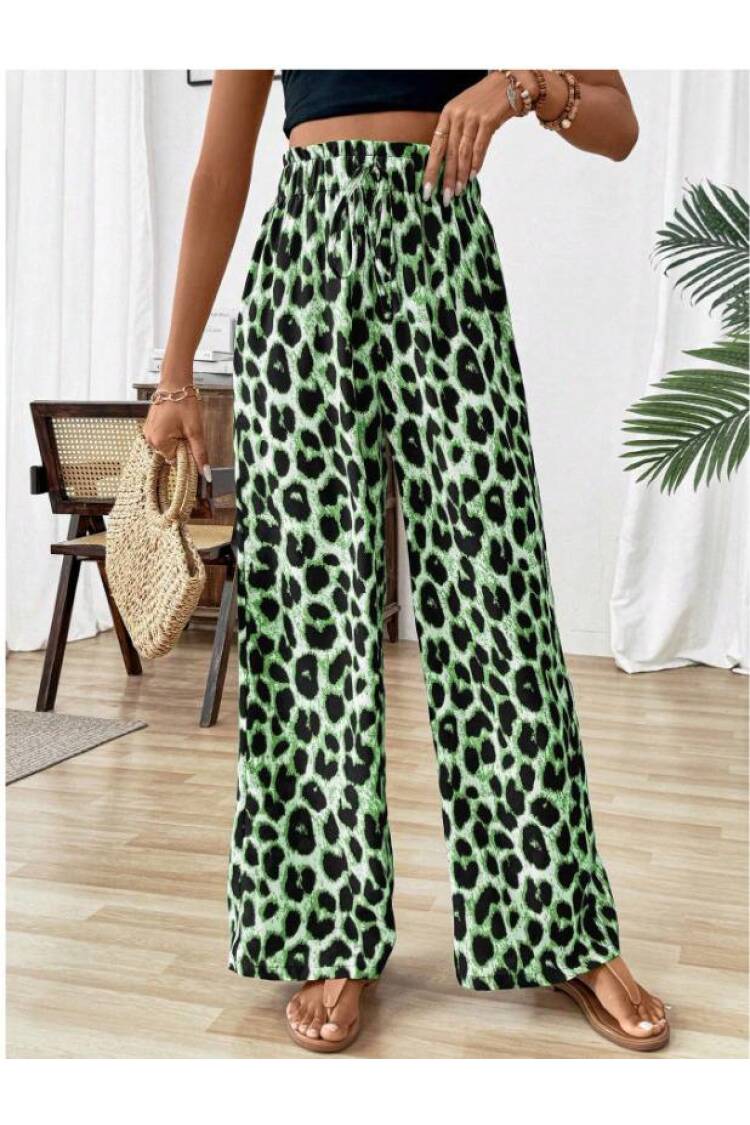Leopard Print Sweatpants With Elastic Waist - Brand: Polo Bonetta - Women's Clothing Wholesale - Globality Store