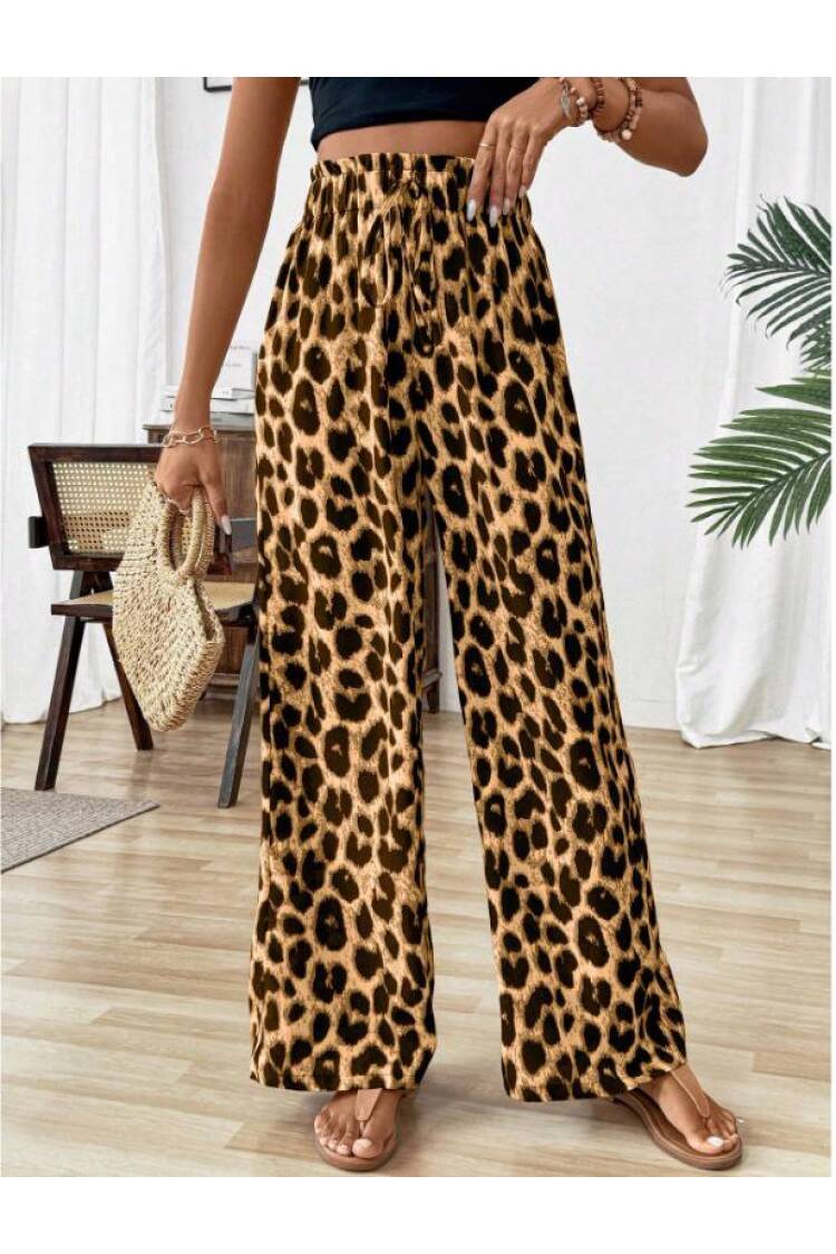 Leopard Print Sweatpants With Elastic Waist - Brand: Polo Bonetta - Women's Clothing Wholesale - Globality Store