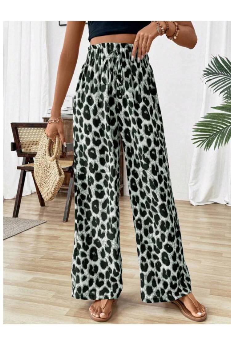 Leopard Print Sweatpants With Elastic Waist - Brand: Polo Bonetta - Women's Clothing Wholesale - Globality Store